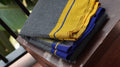 Black Patteda Anchu Handloom Saree with Blue and Yellow Border
