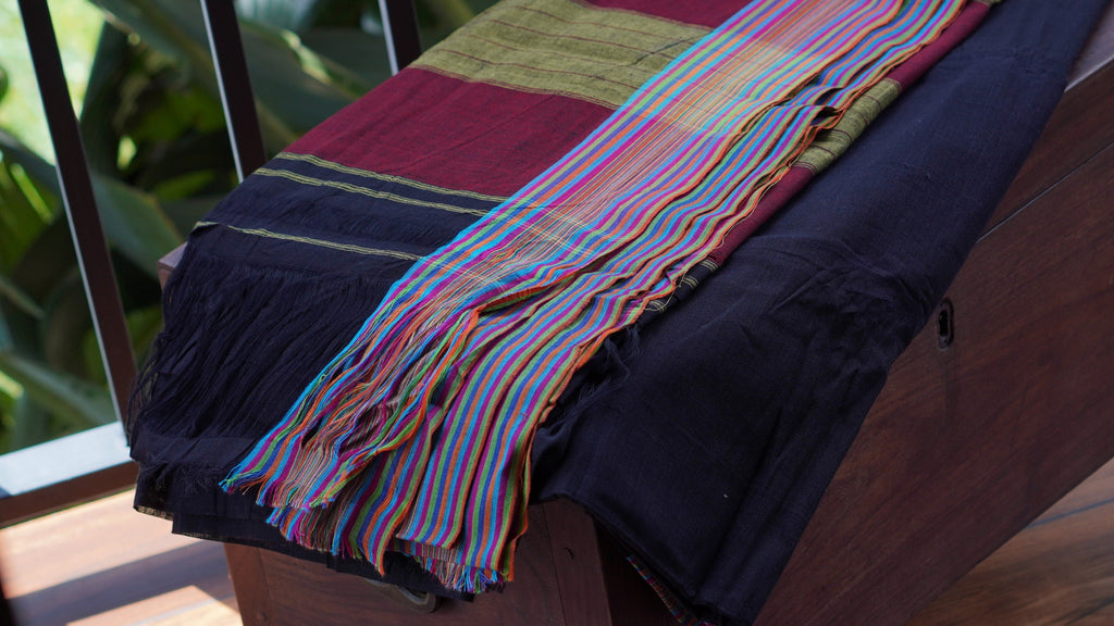 Black Patteda Anchu Handloom Saree with Rainbow Border