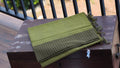 Light Green Kasargod Handloom Saree with Olive Green Checkered Border