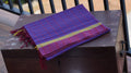 Purple Checkered Kasargod Handloom Saree With Maroon Border