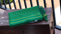 Green Small Checkered Kasargod Handloom Saree With small Yellow Border