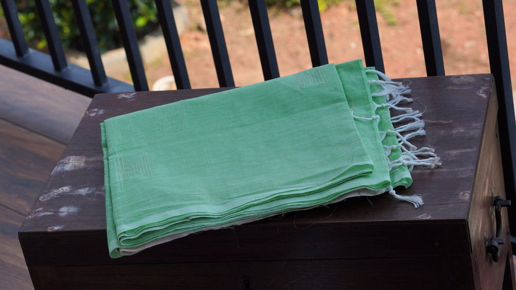 Naturally Dyed Pista Green Organic Cotton Handloom Saree