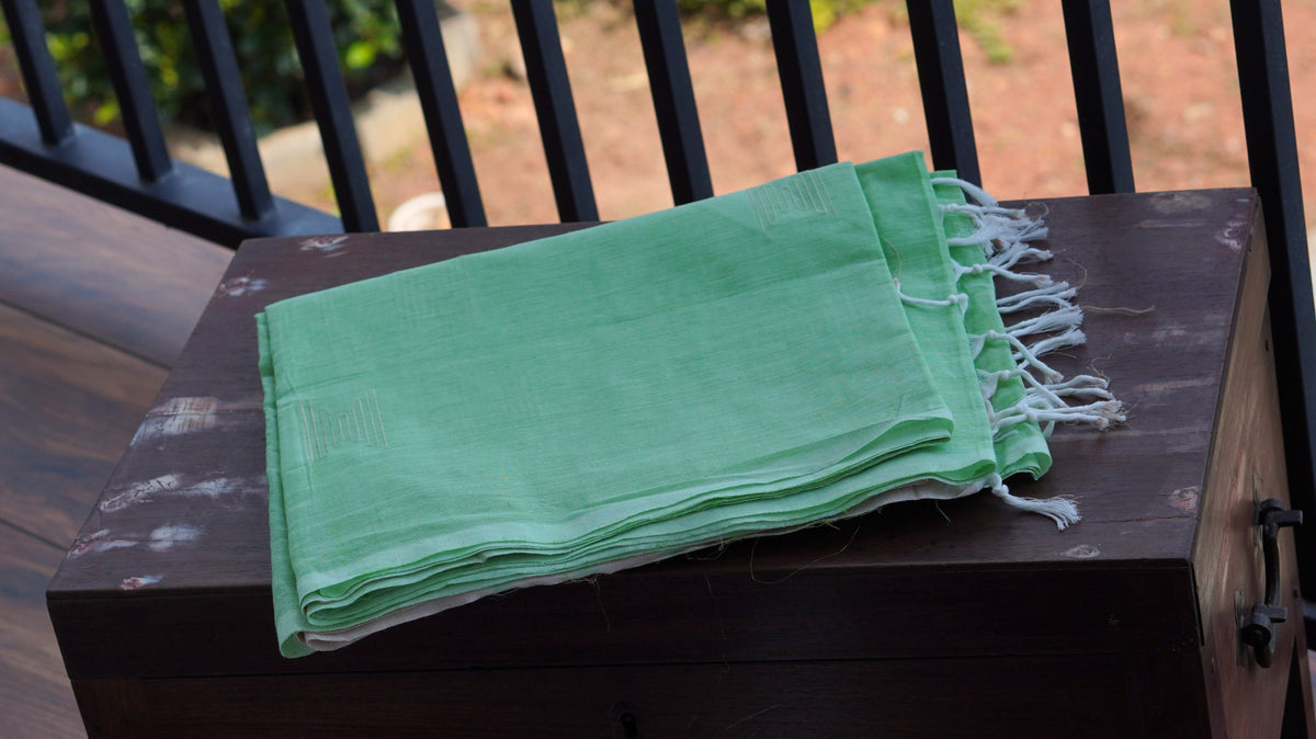 Naturally Dyed Pista Green Organic Cotton Handloom Saree