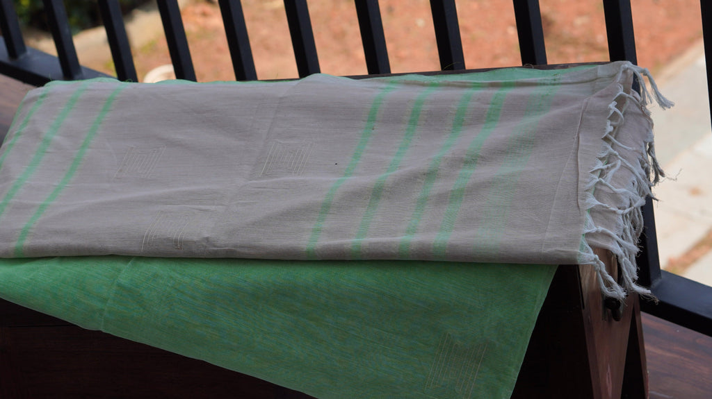 Naturally Dyed Pista Green Organic Cotton Handloom Saree