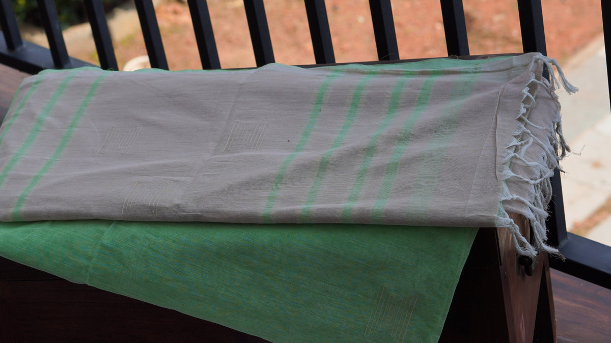 Naturally Dyed Pista Green Organic Cotton Handloom Saree