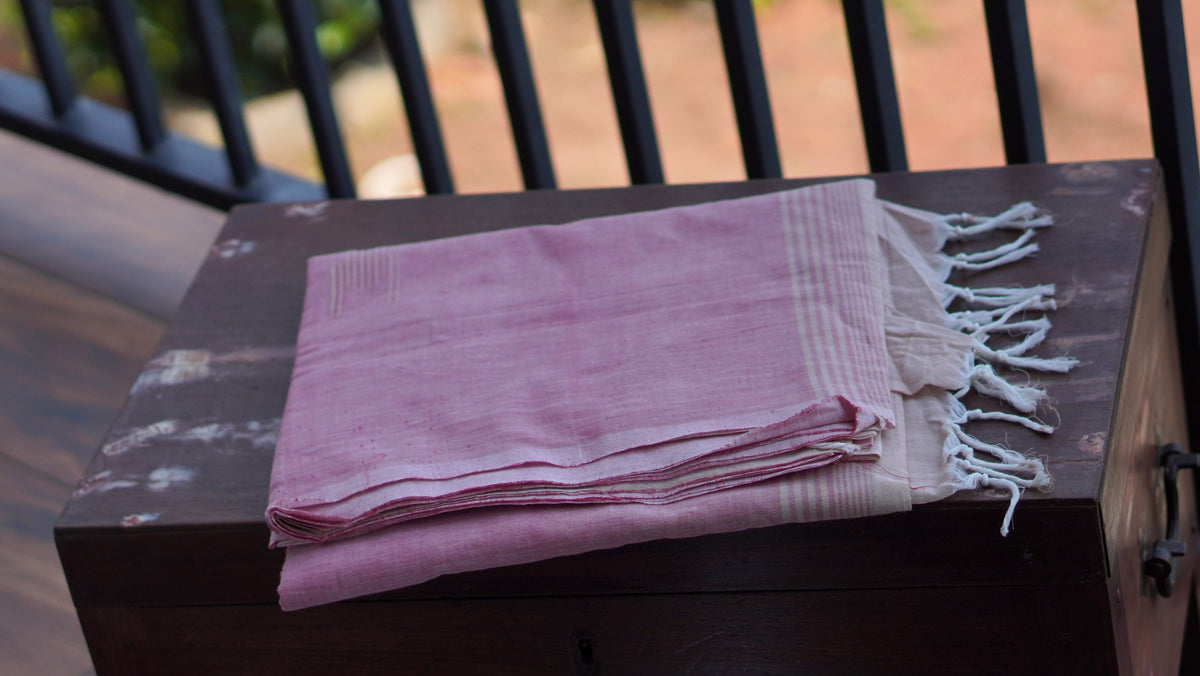 Naturally Dyed Pink Organic Cotton Handloom Saree