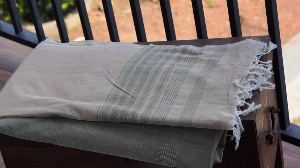 Naturally Dyed Grey Organic Cotton Handloom Saree