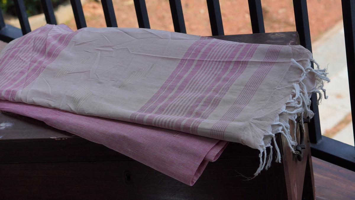 Naturally Dyed Pink Organic Cotton Handloom Saree