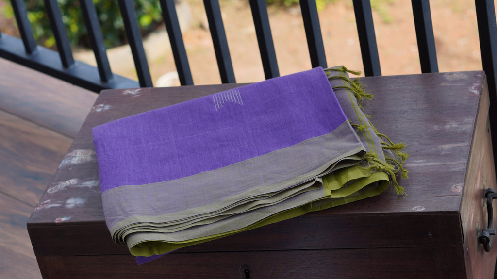Naturally Dyed Purple Banana Cotton Handloom Saree