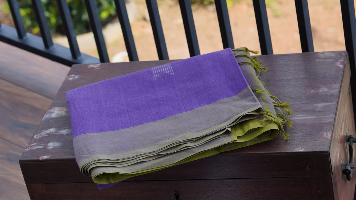Naturally Dyed Purple Banana Cotton Handloom Saree