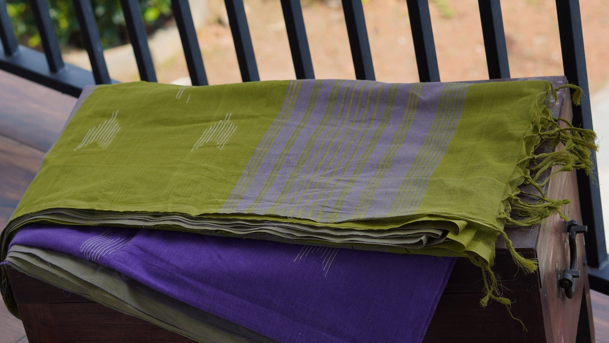 Naturally Dyed Purple Banana Cotton Handloom Saree