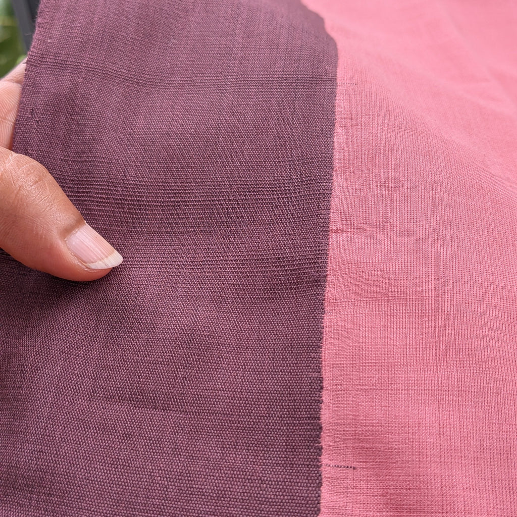 Mauve Pink Plain Kasargod Handloom Saree With Dark Brown Border