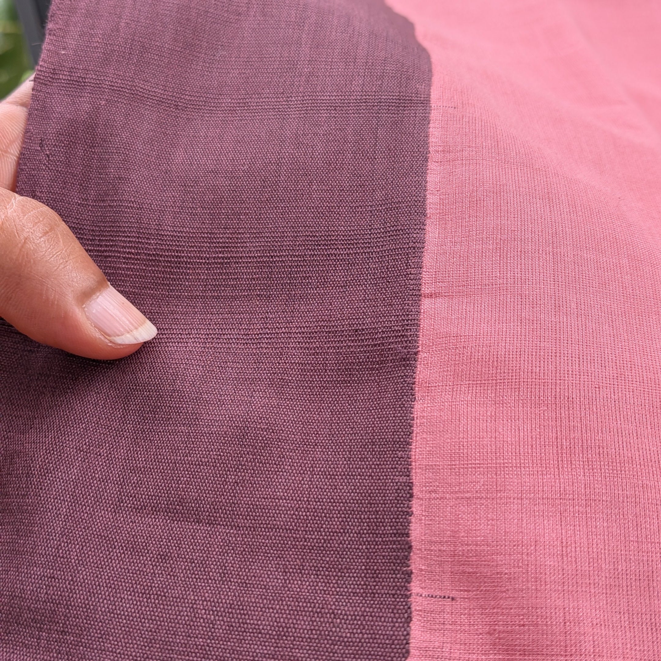 Mauve Pink Plain Kasargod Handloom Saree With Dark Brown Border