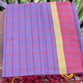 Purple Checkered Kasargod Handloom Saree With Maroon Border