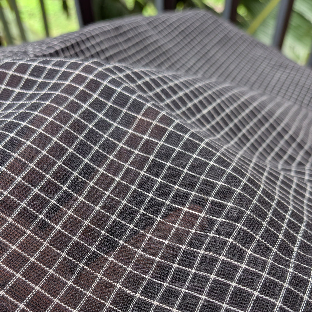 Black Checkered Patteda Anchu Handloom Saree with Mustard Yellow Border