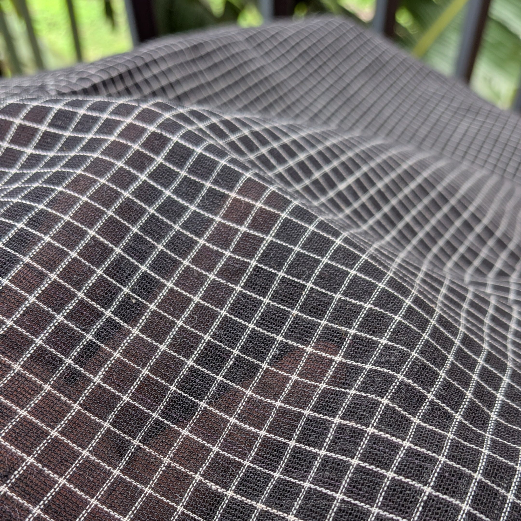 Black Checkered Patteda Anchu Handloom Saree with Mustard Yellow Border