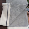 White and Black Checkered Patteda Anchu Handloom Saree with White Border