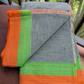 Light Green Patteda Anchu Handloom Saree with Orange and Green Border