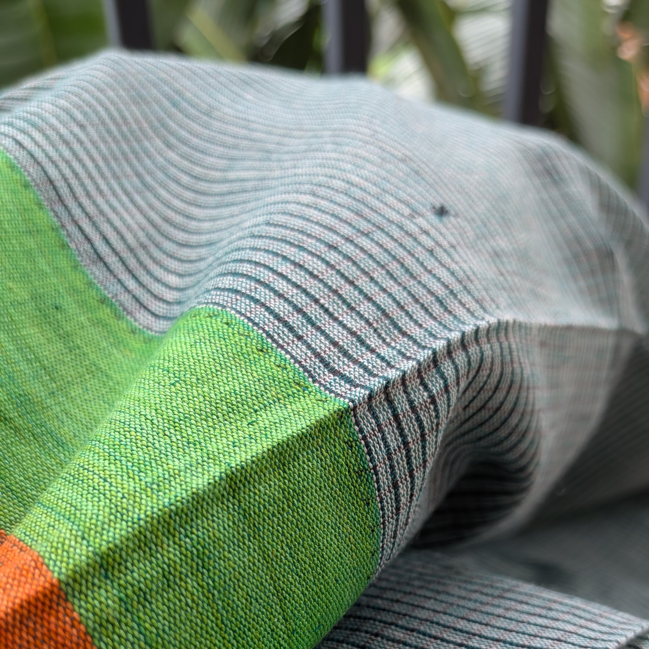 Light Green Patteda Anchu Handloom Saree with Orange and Green Border