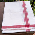 White Handloom Dhoti/Lungi with Light Red Border