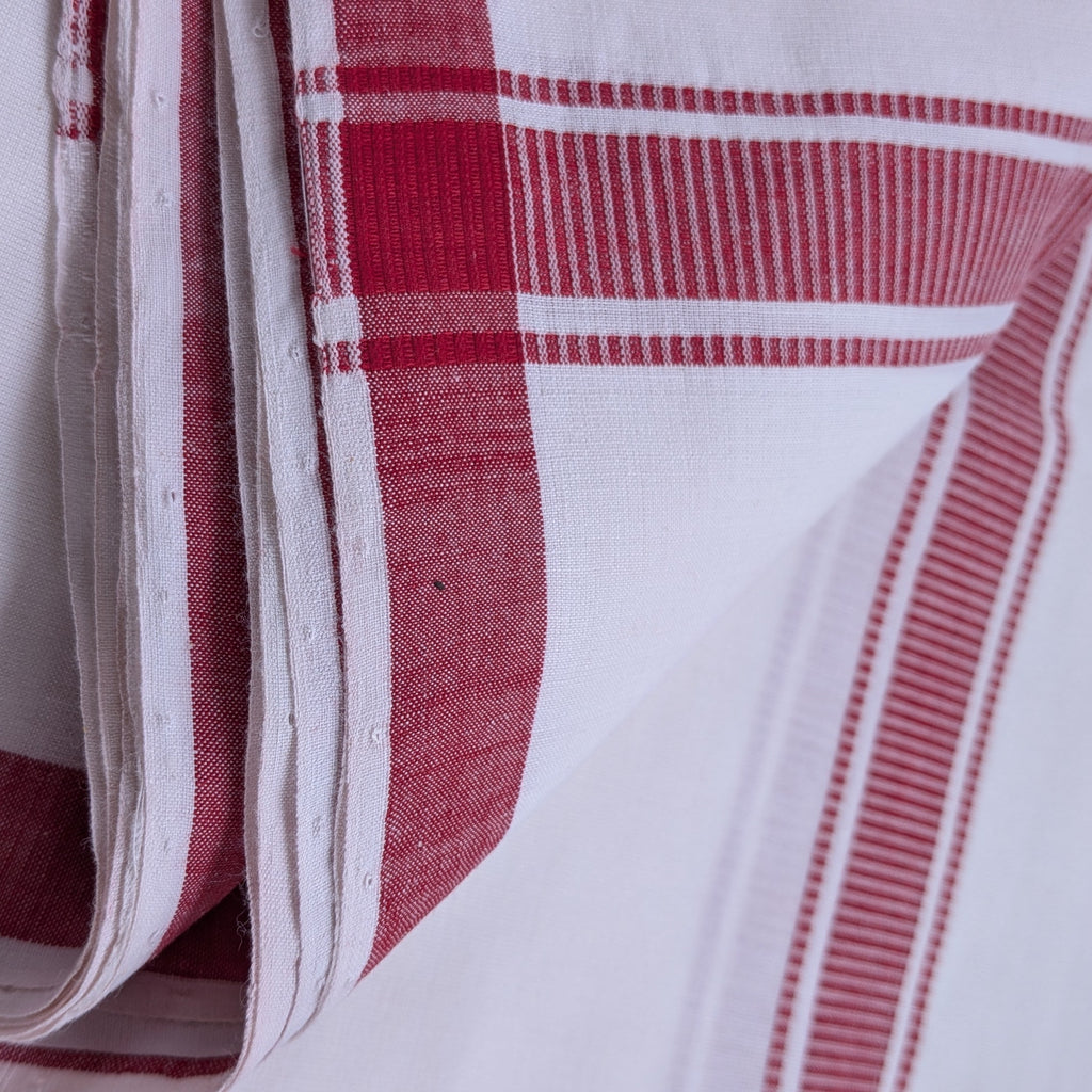 White Handloom Dhoti/Lungi with Light Red Border