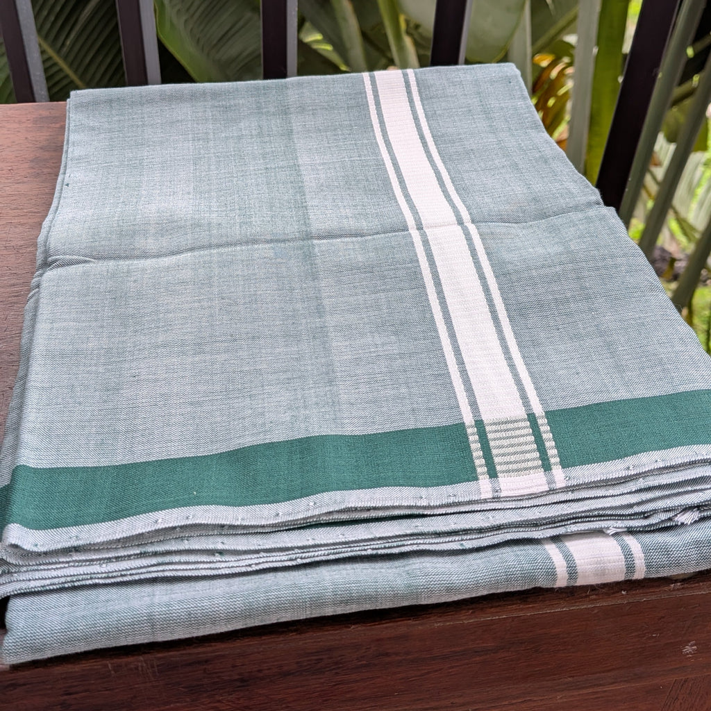 Light Green Handloom Mundu/Panche with White Border