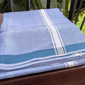 Sky Blue Handloom Mundu/Panche with White Border