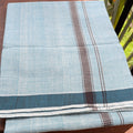 Light Blue Handloom Mundu/Panche with Teal Border